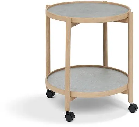 Thomsen Furniture James mesa de tabuleiro - Carvalho/Aspeto de pedra cinzento escuro/Pedra cinzento granito Ø50 cm