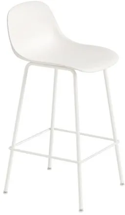 Muuto Fiber Banco com Base Tubular e Encosto Branco/Branco H87,5 cm