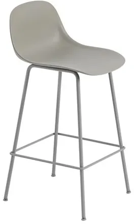 Muuto Fiber Banco com Base Tubular e Encosto Cinzento/Cinzento H87,5 cm