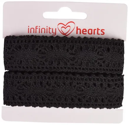 Fita de Renda Infinity Hearts Poliéster 25mm 11 Preto - 5m