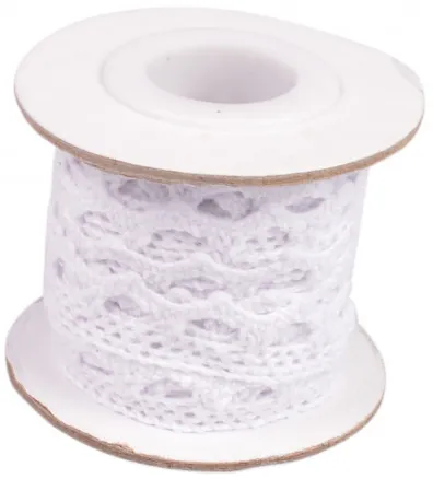 Fita de renda Infinity Hearts branca 12mm 2,5m