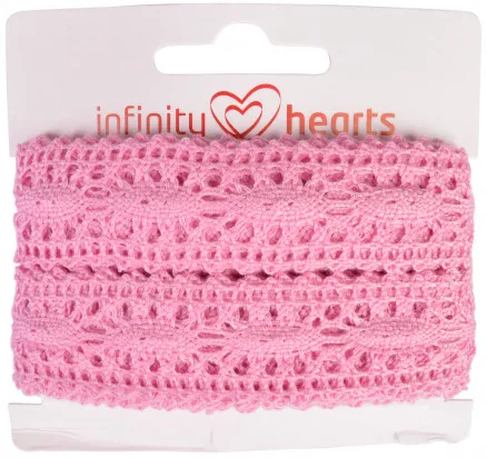 Fita de Renda Infinity Hearts Poliéster 25mm 09 Rosa Claro - 5m