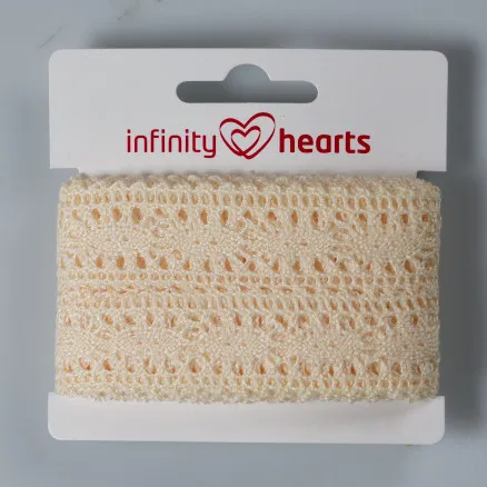 Fita de Renda em Poliéster Infinity Hearts 25mm 2 Ecru - 5m