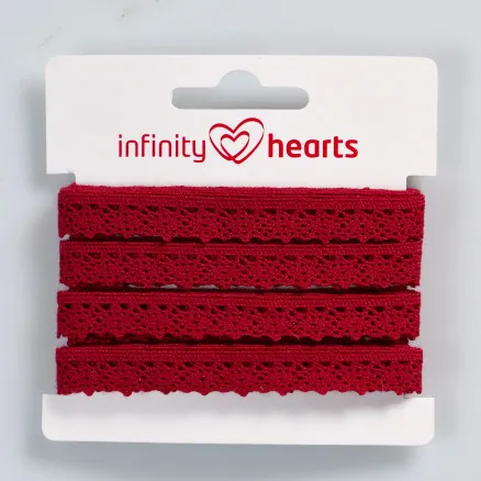 Fita de Renda Infinity Hearts Poliéster 11mm 10 Vermelho Vinho - 5m