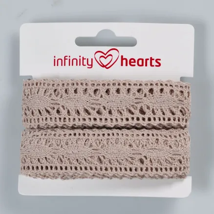 Fita de Renda Infinity Hearts Poliéster 25mm 3 Areia - 5m