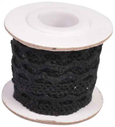 Fita de renda Infinity Hearts preta 12mm 2,5m