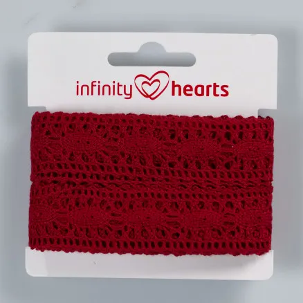 Fita de Renda Infinity Hearts Poliéster 25mm 10 Vermelho Vinho - 5m