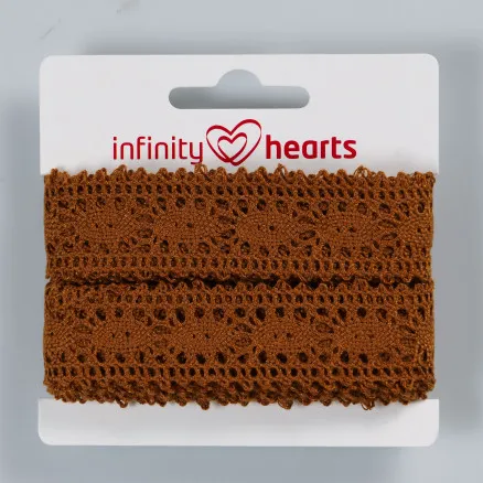 Fita de Renda Infinity Hearts Poliéster 25mm 4 Castanho - 5m