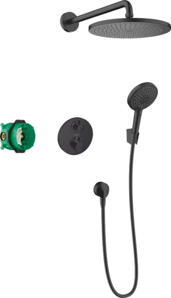 Hansgrohe Croma 280 Sistema de duche com Ecostat S, preto mate