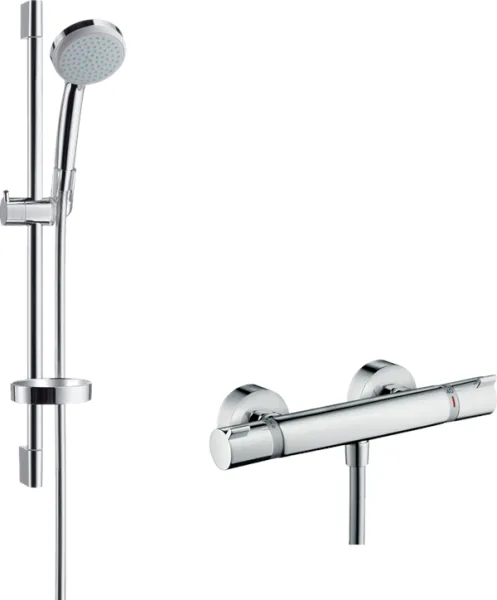 Hansgrohe Croma 100 conjunto de duche com misturadora termostática Ecostat Comfort, cromado