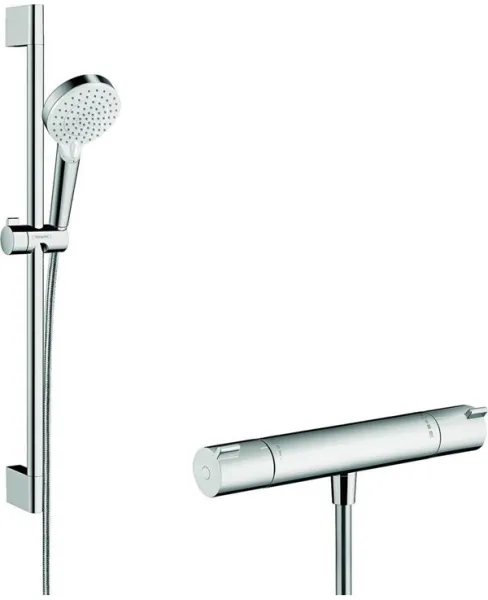 Hansgrohe Crometta Vario conjunto de duche com termóstato Ecostat 1001 CL, branco/cromado