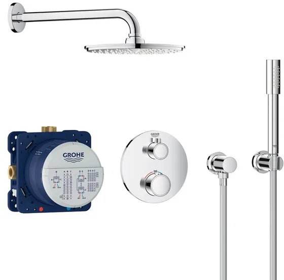 Conjunto de duche Grohe Grohtherm com Rainshower Cosmopolitan 210, cromado