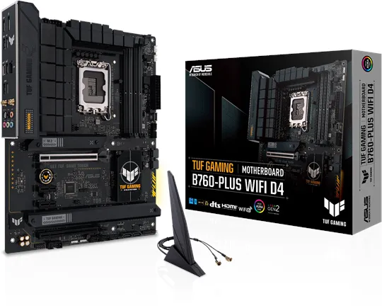 ASUS TUF GAMING B760-PLUS WIFI D4 Motherboard - Intel B760 - Socket Intel LGA1700 - DDR4 RAM - ATX