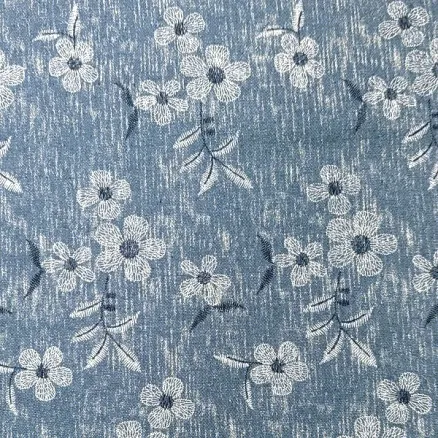 Tecido denim 145cm 60 Flores - 50cm