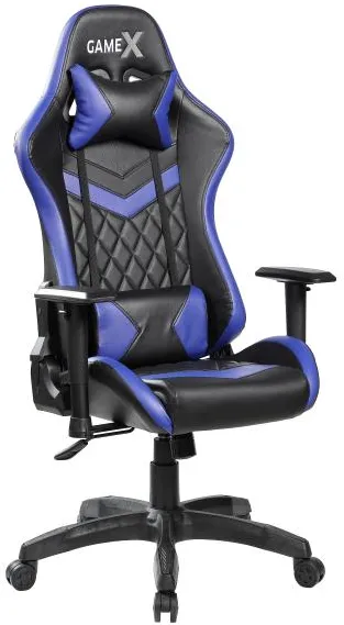 GameX GameX Lopez couro sintético preto/azul 70x65x134cm