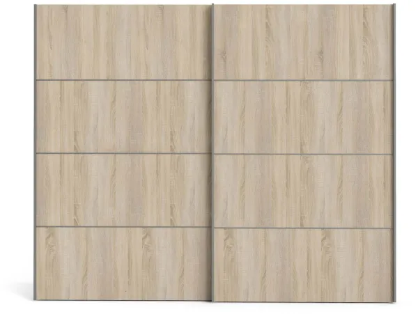 TVILUM Verona guarda-roupa com portas de correr - Carvalho/branco, 2 portas de correr, largo