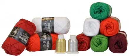 Mayflower Cotton 8/4 Pacote de Fios Natal 6 cores + 2 Glitter - 11 unid - Mayflower Cotton 8/4 Pacote de Fios Natal 9 cores + 2 Glitter - 11 unid