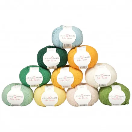 Infinity Hearts Baby Merino Pacote de Fios 14 Tons de Verde e Amarelo - 10 unid. - Infinity Hearts Baby Merino Pacote de Fios 14 Tons de Verde e Amarelo
