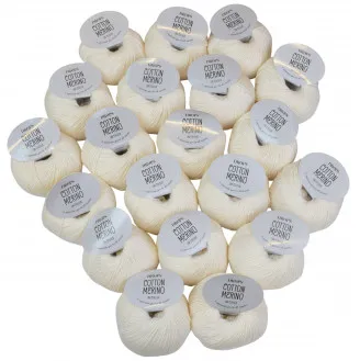 Drops Cotton Merino Pack de Fios Unicolor 01 Natural - 20 unid. - Drops Cotton Merino Pack de Fios Unicolor 01 Natural - 20 unid.