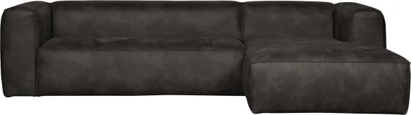Bean, Sofá de canto virado à direita, preto, H73x175x305 cm, couro