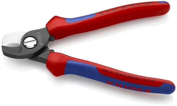 Tesoura de cabos Knipex brunida, com cabo multicomponente 165 mm