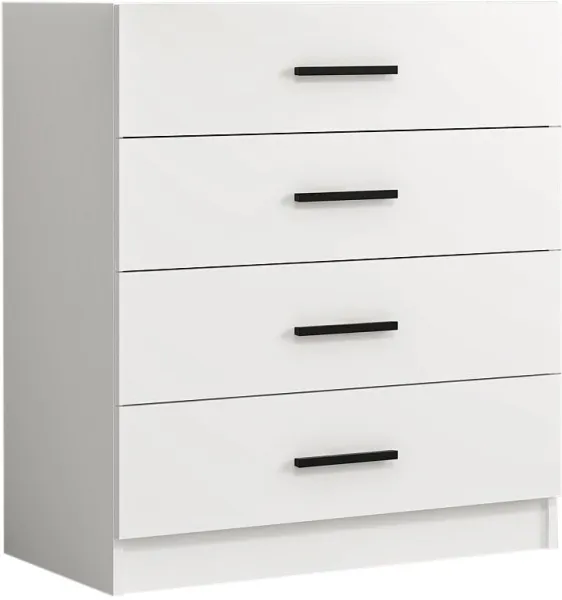 FUNZI LIVING cômoda, com 4 gavetas - melamina branca
