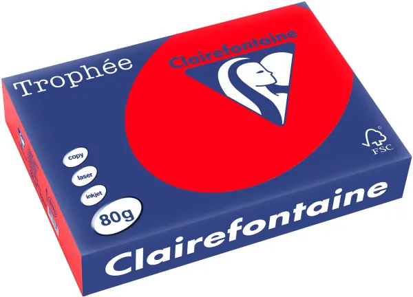 Q-connect Trophee papel de cópia A4 80g vermelho forte 500 folhas