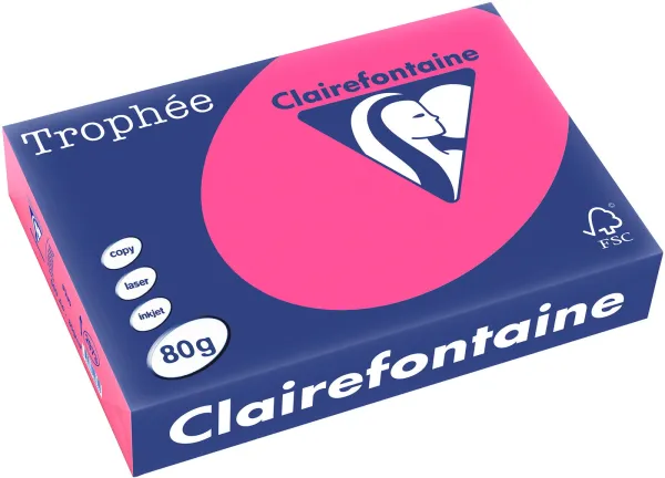 Q-connect Trophee papel de cópia A4 80g fluo rosa 500 folhas