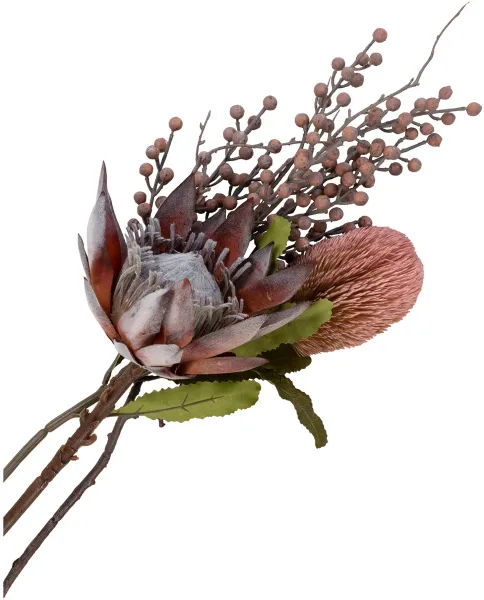 HOUSE NORDIC King Protea ramo de flores artificiais, mix - rosa plástico (A:74)