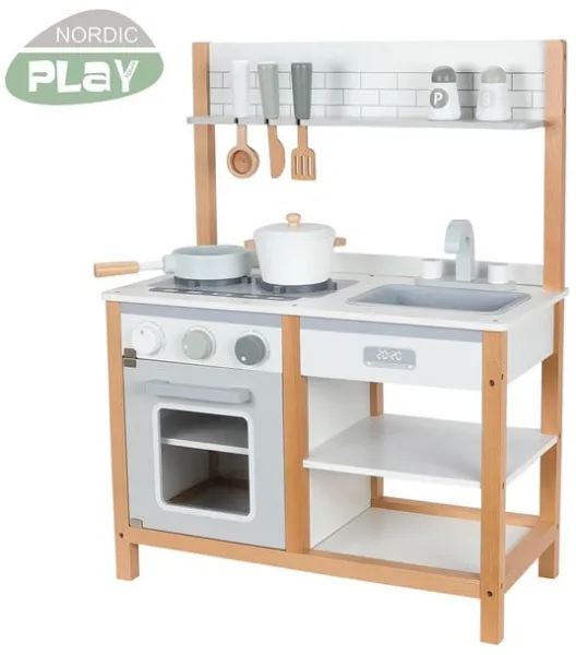 Nordic Play Cozinha de brincar com acessórios Nature