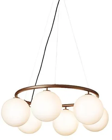 Nuura Miira 6 Circular Candeeiro de teto Bronze escuro/Branco opalino
