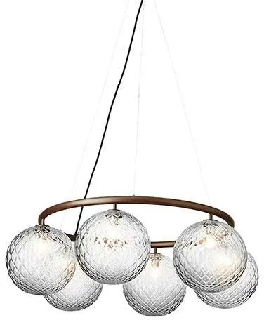 Nuura Miira 6 Circular Candeeiro de teto Bronze escuro/Óptico claro