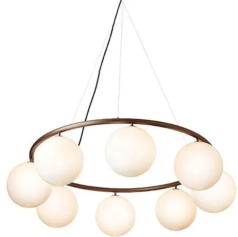 Nuura Miira 8 Circular Candeeiro de teto Bronze escuro/Branco opalino