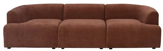 Sofá modular Baloo com 3 lugares - tecido vermelho ferrugem