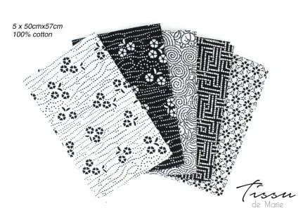 Tissu de Marie Fat Quarter Branco Sabedoria 50x57cm - 5 unid.