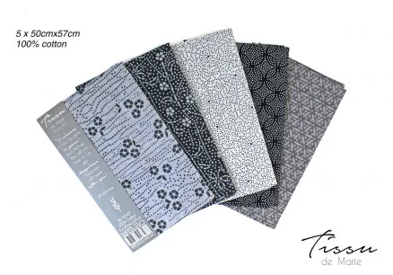 Tissu de Marie Fat Quarter Prata 50x57cm - 5 unid.