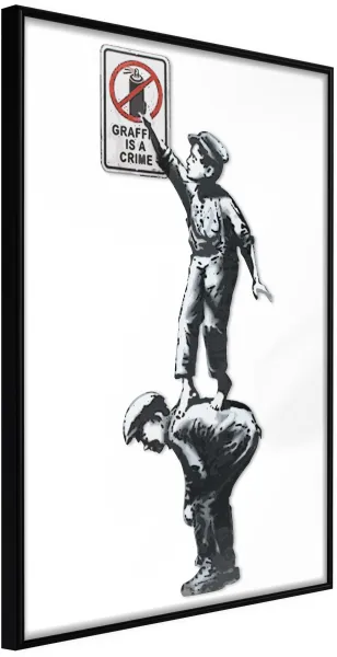 ARTGEIST Póster com moldura - Banksy: Graffiti Is a Crime Preto 30x45