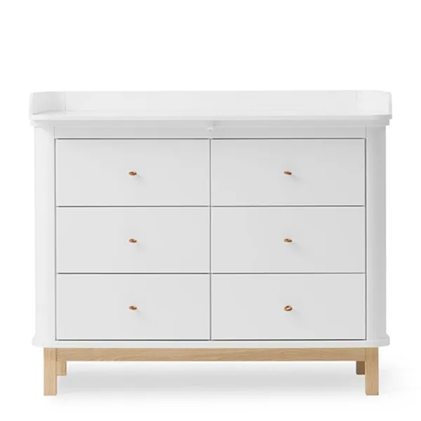 Oliver Furniture Wood Cômoda com Trocador c/ 6 Gavetas Branco/Carvalho
