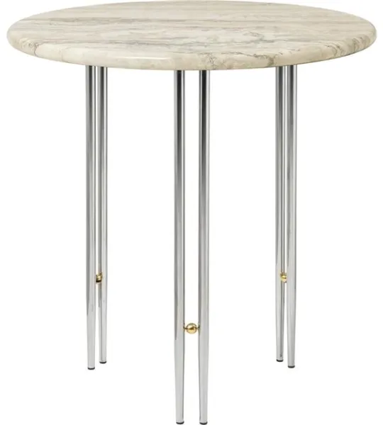 GUBI IOI Mesa Lateral Ø50 Cromado/Bege