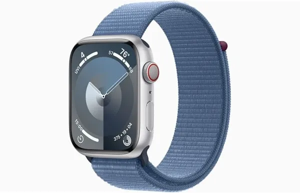 Apple Watch Series 9 GPS + Cellular 45mm - Caixa de alumínio prateada com Winter Blue Sport Loop