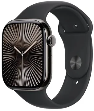 Apple Watch Series 10 GPS + Cellular 46mm - Caixa de Titânio Ardósia com Bracelete Desportiva Preta - M/L