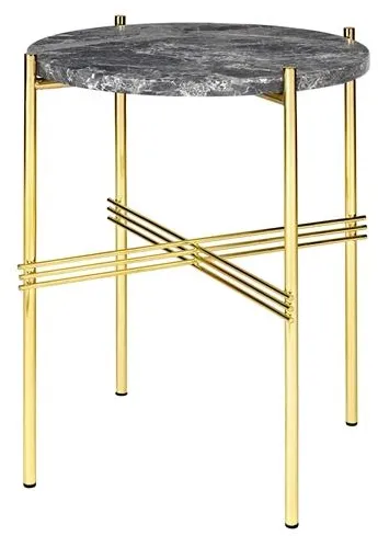 GUBI TS Mesa Lateral Redonda Ø40 Latã/Mármore Cinzento Emperador