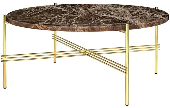 GUBI TS Mesa de Centro Redonda Ø80 Latão/Mármore Emperador Castanho