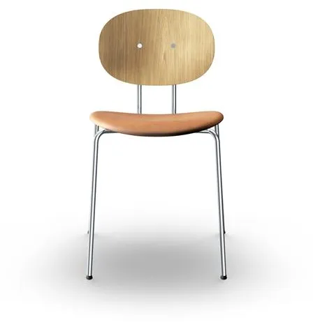 Sibast Furniture Piet Hein Cadeira de Jantar em Carvalho Cromado e Couro Conhaque