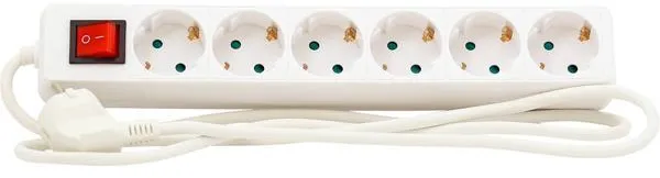Extensão com interruptor 6 tomadas com terra 1,5m 3G1