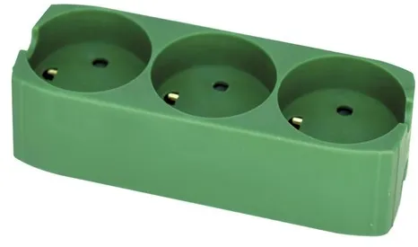 Gripo Tomada múltipla com 3 saídas e ligação à terra, Verde