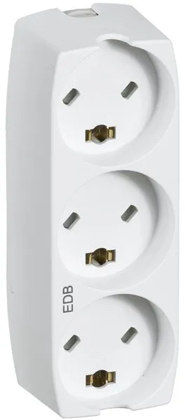 Tomada LK com 3 fichas retangulares EDB 2 polos com terra, branca