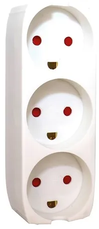 Gripo Tomada múltipla com 3 saídas e terra, Branco