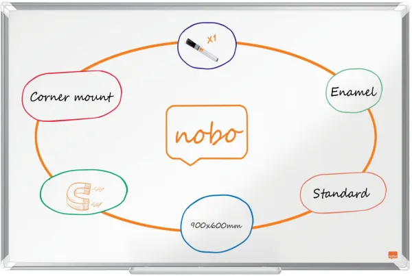 Nobo Premium Plus quadro branco esmaltado 90x60cm branco